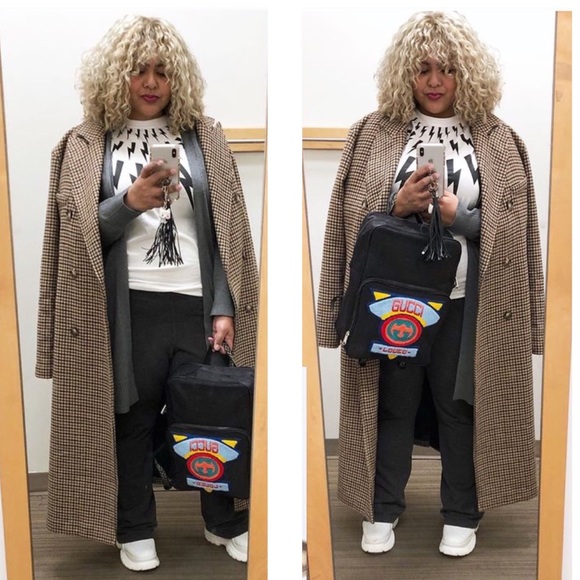 ASOS Check Double Breasted Dad Long Coat - Picture 4 of 11